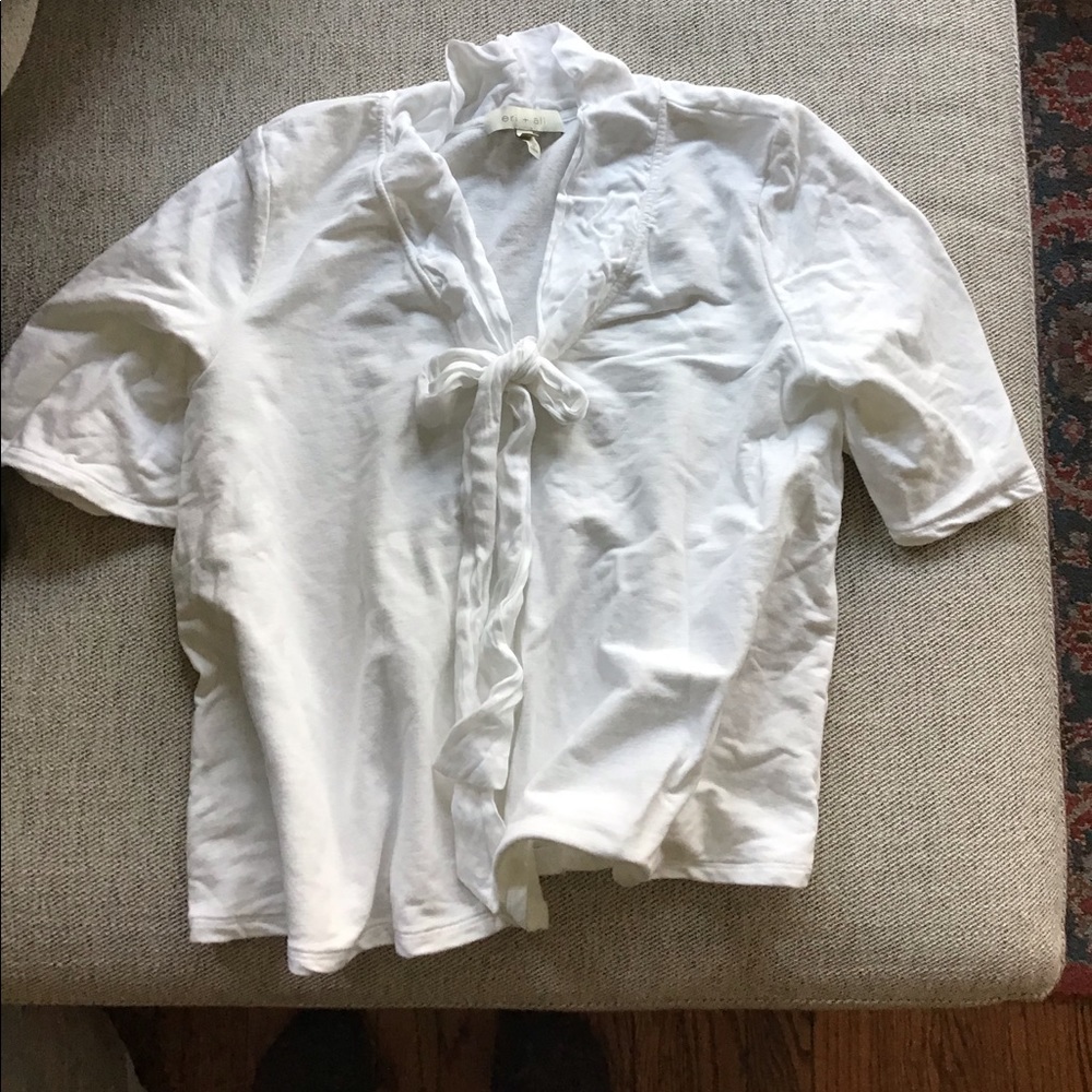 Anthropologie white tie shirt small